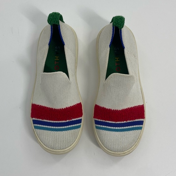 Rothy's Lollypop Slip on white Sneakers with red stripe washable preppy size 13 - Picture 3 of 9